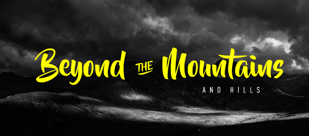 Beyond The Mountains is a casual script font inspired from the work of the talented Sean Delloro.

The full commercial version is provided with a set of alternate glyphes and ligatures.