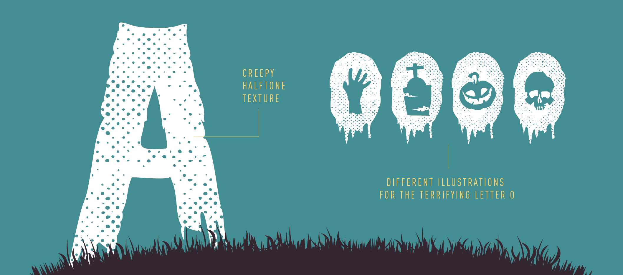 Halloweek Creepy Font Typeface Halloween Zombie Monster Ligatures Alternates