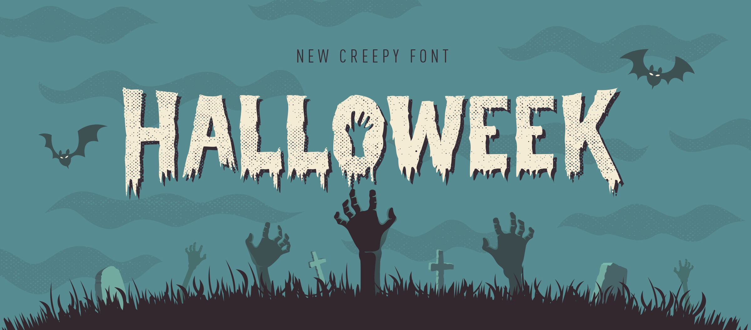 Halloweek Creepy Font Typeface Halloween Zombie Monster Ligatures Alternates