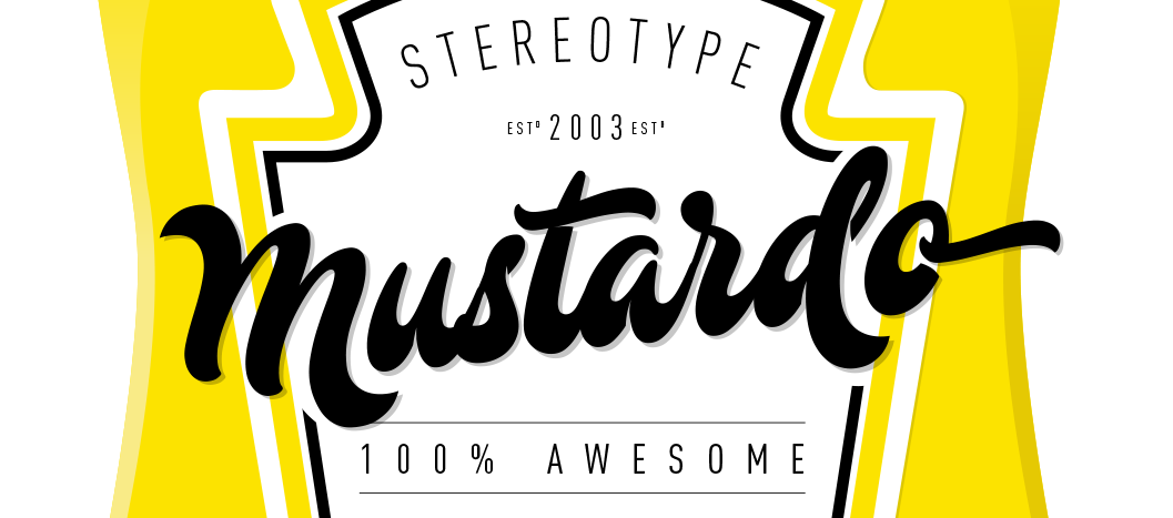 New Mustardo lettering font funky smooth round with alternate glyphs.