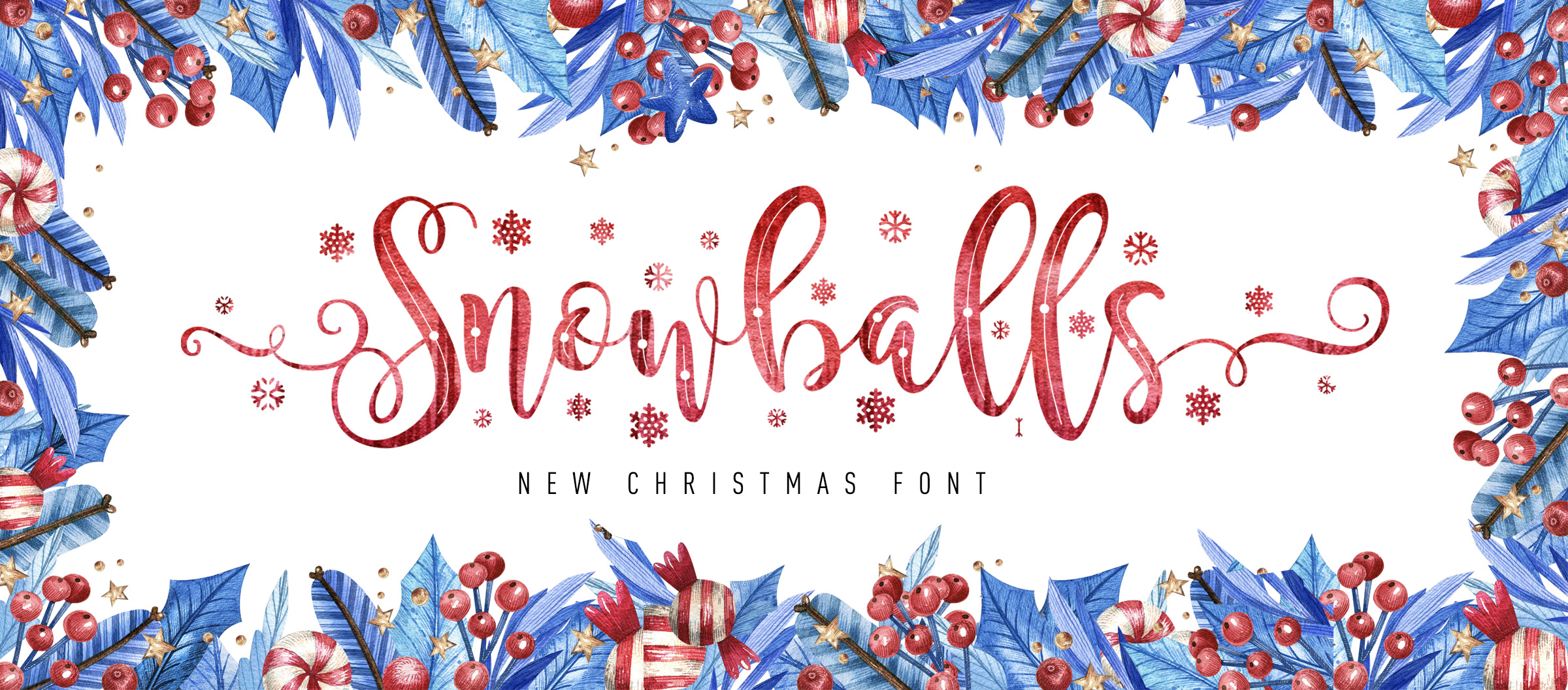 Snowballs Christmas Font Holidays Winter Present Merry Christmas